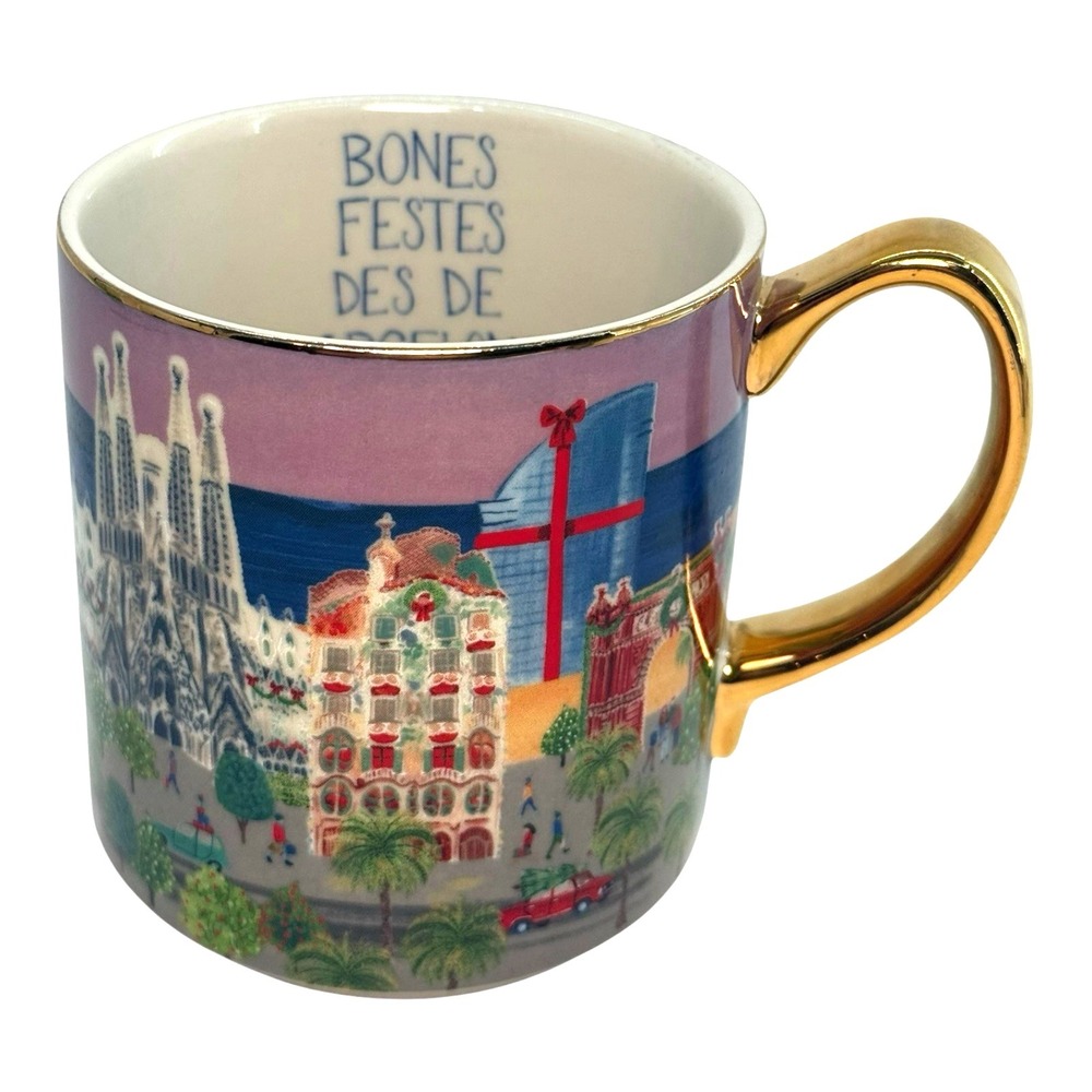 Anthropologie‎ 2024 Holiday in the City Barcelona Spain Mug 13oz Xmas Cityscape